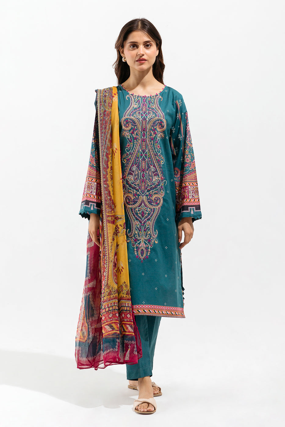 Beechtree - 2 PIECE - EMBROIDERED LAWN SUIT - AEGEAN WILT (UNSTITCHED)