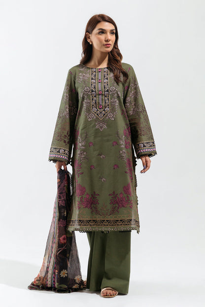 Beechtree - 3 PIECE - PRINTED  LAWN SUIT - GLOOMY SAGE (UNSTITCHED)