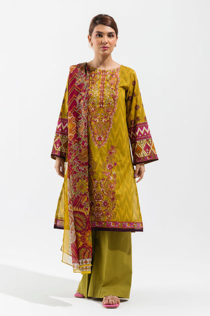 Beechtree - 2 PIECE - EMBROIDERED LAWN SUIT - LIME ROUGE (UNSTITCHED)