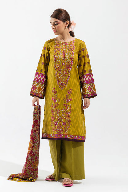 Beechtree - 2 PIECE - EMBROIDERED LAWN SUIT - LIME ROUGE (UNSTITCHED)