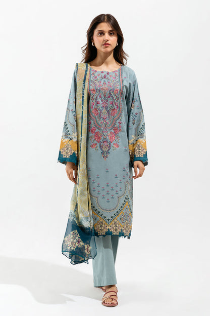 Beechtree - 2 PIECE - EMBROIDERED LAWN SUIT - CYAN ORCHID (UNSTITCHED)