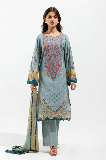 Beechtree - 2 PIECE - EMBROIDERED LAWN SUIT - CYAN ORCHID (UNSTITCHED)