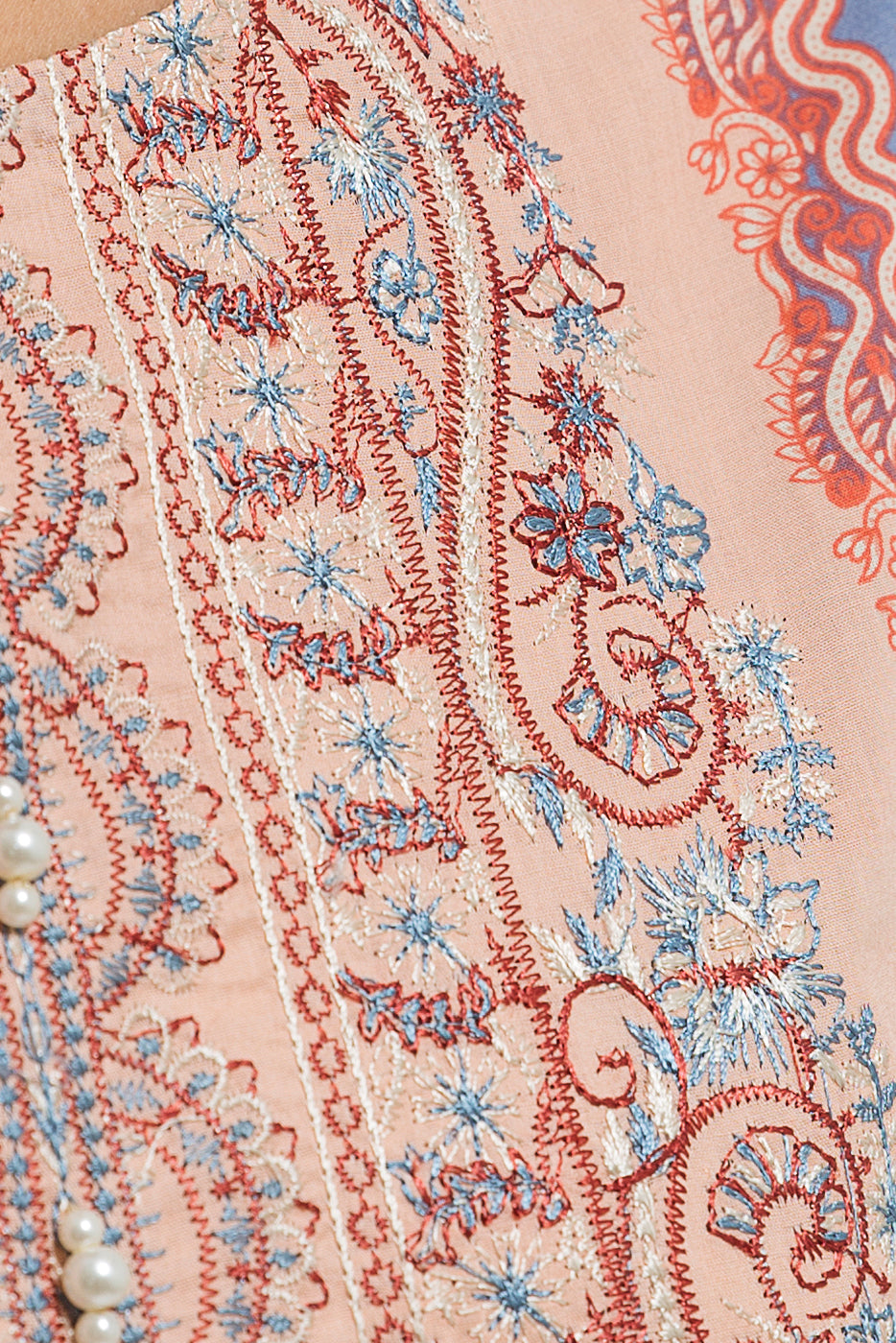 Beechtree - 2 PIECE - EMBROIDERED LAWN SUIT - CERULEAN TANGERINE (UNSTITCHED)