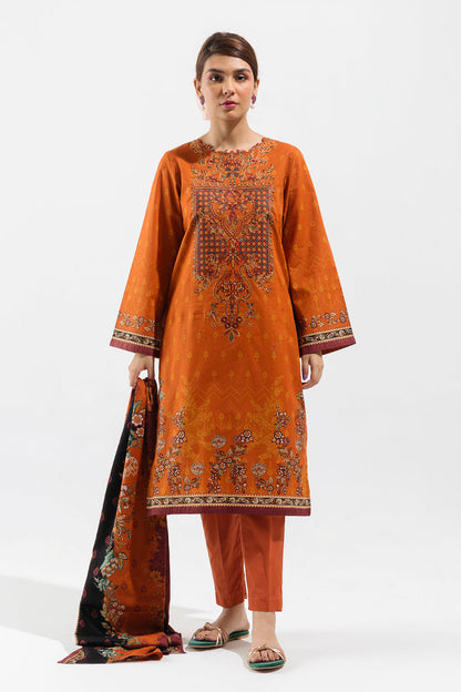 Beechtree - 3 PIECE - EMBROIDERED LAWN SUIT - CIDER YALE (UNSTITCHED)