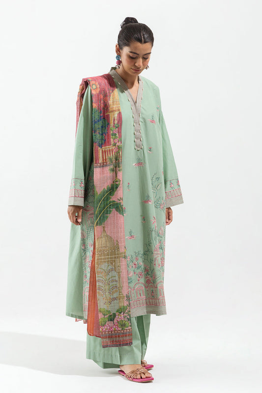 Beechtree - 2 PIECE - EMBROIDERED LAWN SUIT - MINTY DIVINE (UNSTITCHED)