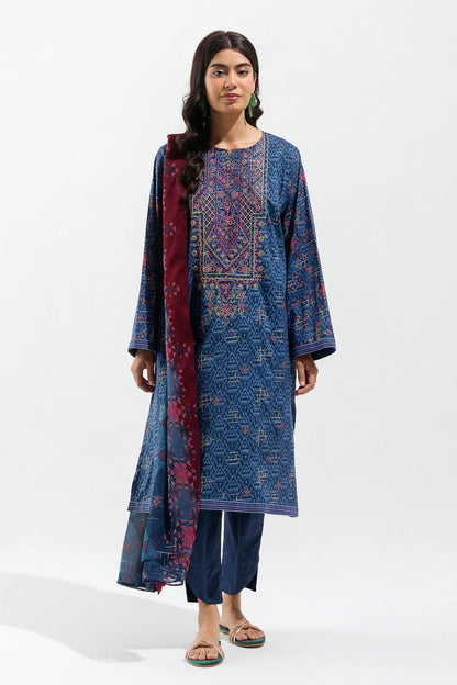 Beechtree - 3 PIECE - EMBROIDERED LAWN SUIT - AEGEAN IKAT