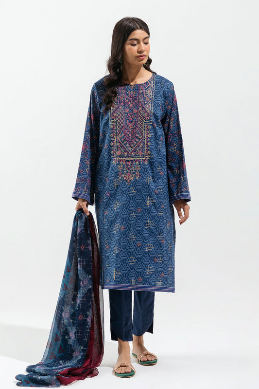 Beechtree - 3 PIECE - EMBROIDERED LAWN SUIT - AEGEAN IKAT