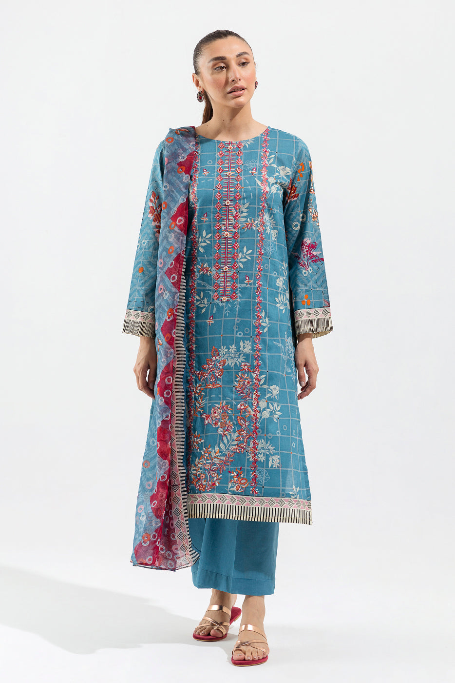 Beechtree - 3 PIECE - PRINTED LAWN SUIT - CERULEAN VERVE (UNSTITCHED)