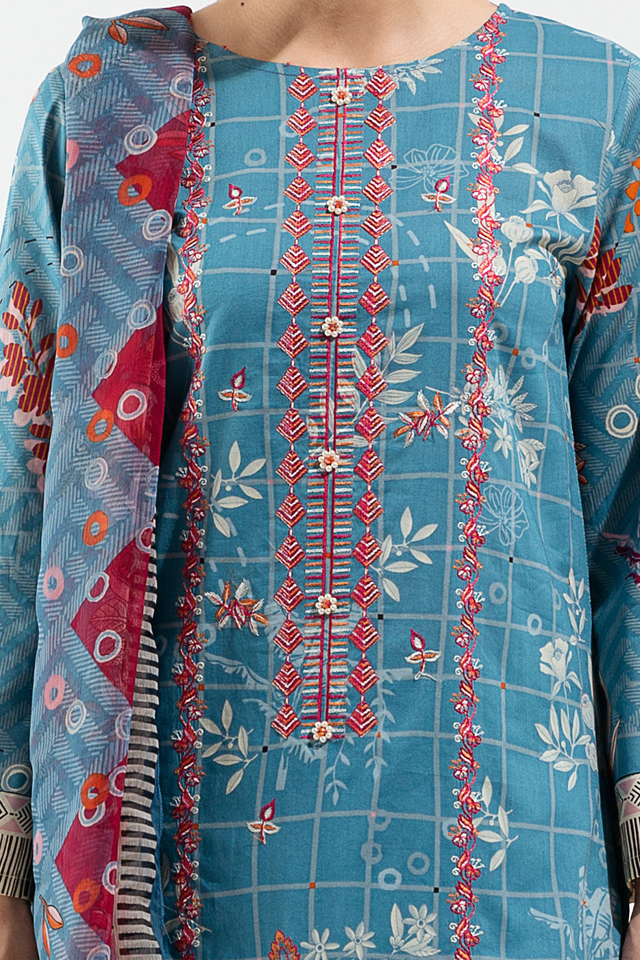 Beechtree - 3 PIECE - PRINTED LAWN SUIT - CERULEAN VERVE (UNSTITCHED)