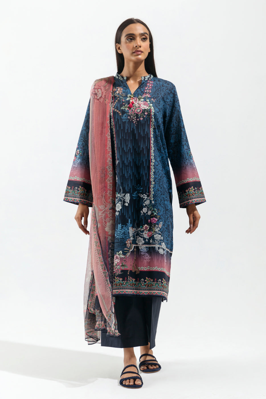 Beechtree - 3 PIECE - PRINTED LAWN SUIT - AZURE TRIBE (UNSTITCHED)