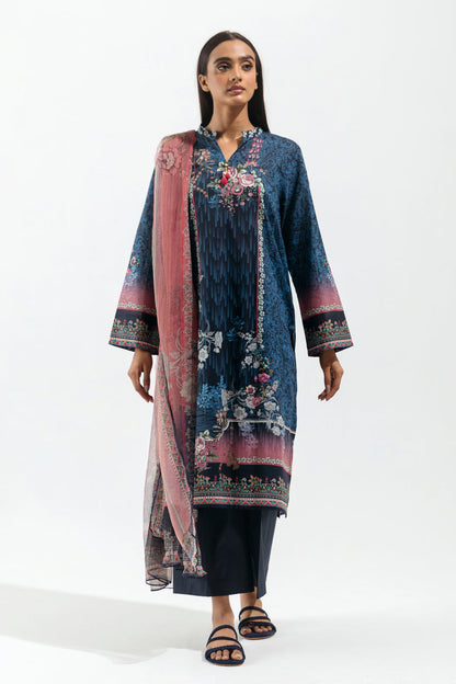 Beechtree - 3 PIECE - PRINTED LAWN SUIT - AZURE TRIBE (UNSTITCHED)
