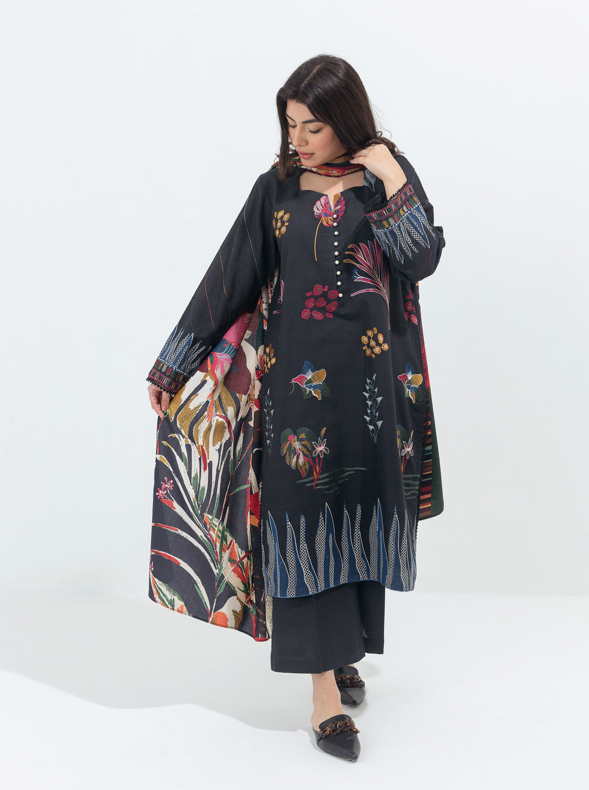 Beechtree - Tropical Treasure-Embroidered With Shawl-2P (UNSTITCHED)