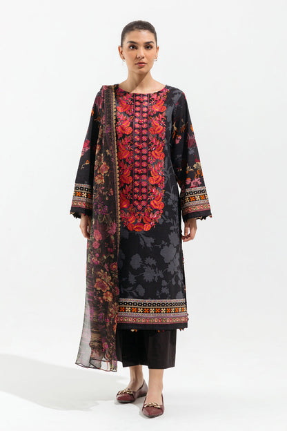 Beechtree - 2 PIECE - EMBROIDERED KHADDAR SUIT - LINEAR CHARCOAL