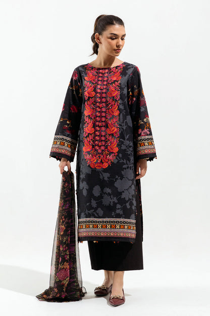 Beechtree - 2 PIECE - EMBROIDERED KHADDAR SUIT - LINEAR CHARCOAL