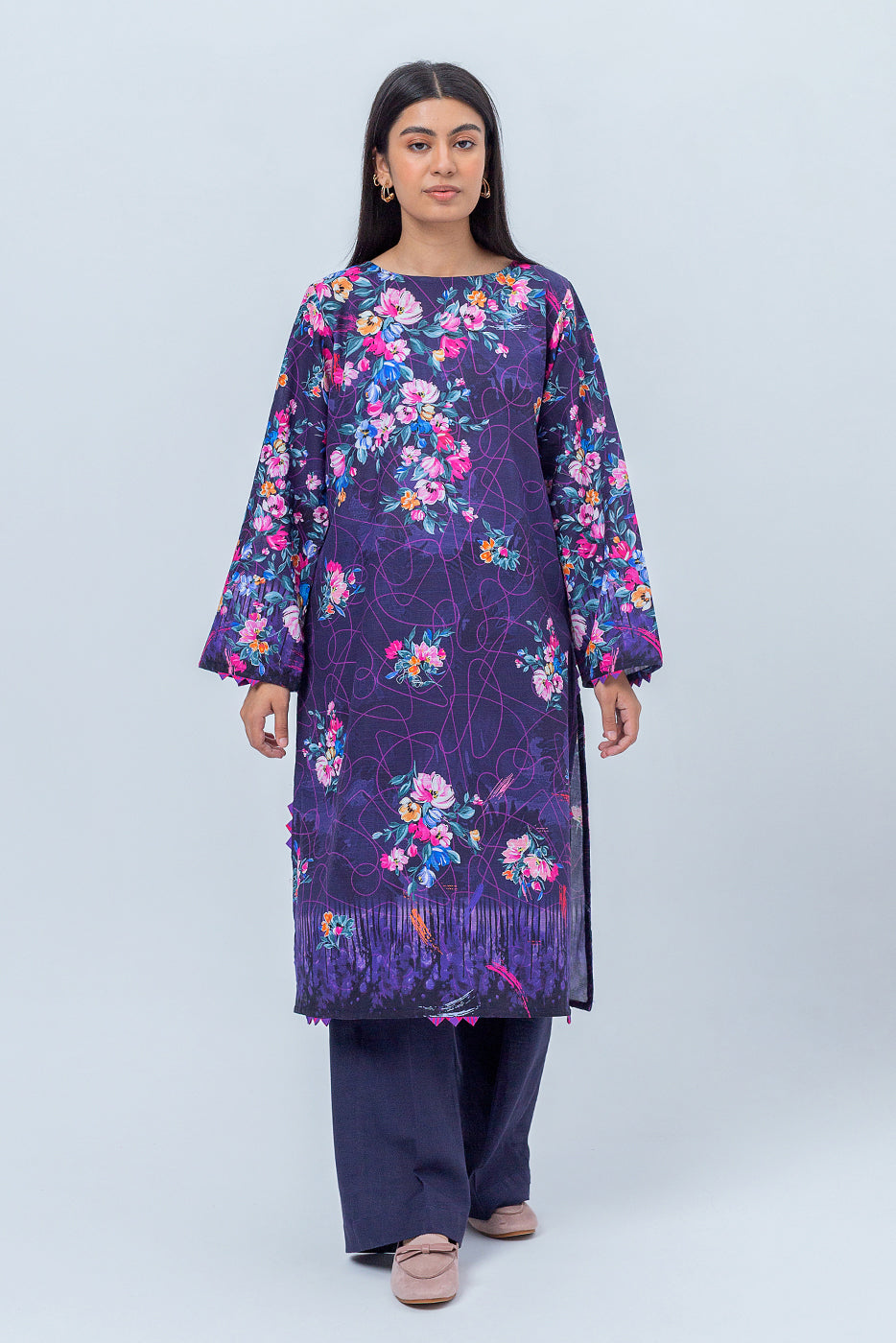 Beechtree - 1 PIECE - PRINTED KHADDAR SHIRT - MAJESTIC VIOLET (UNSTITCHED)