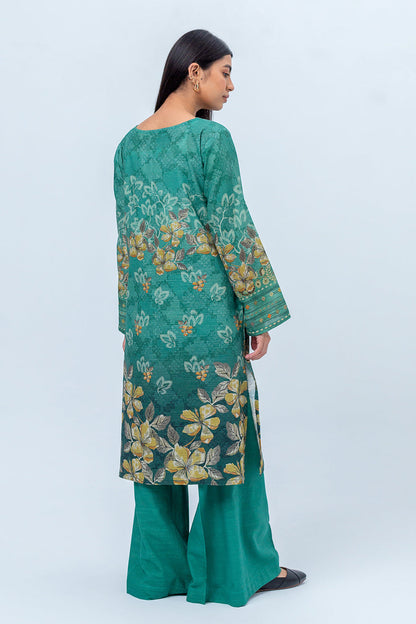 Beechtree - 1 PIECE - PRINTED KHADDAR SHIRT - TOPAZ GREEN (UNSTITCHED)
