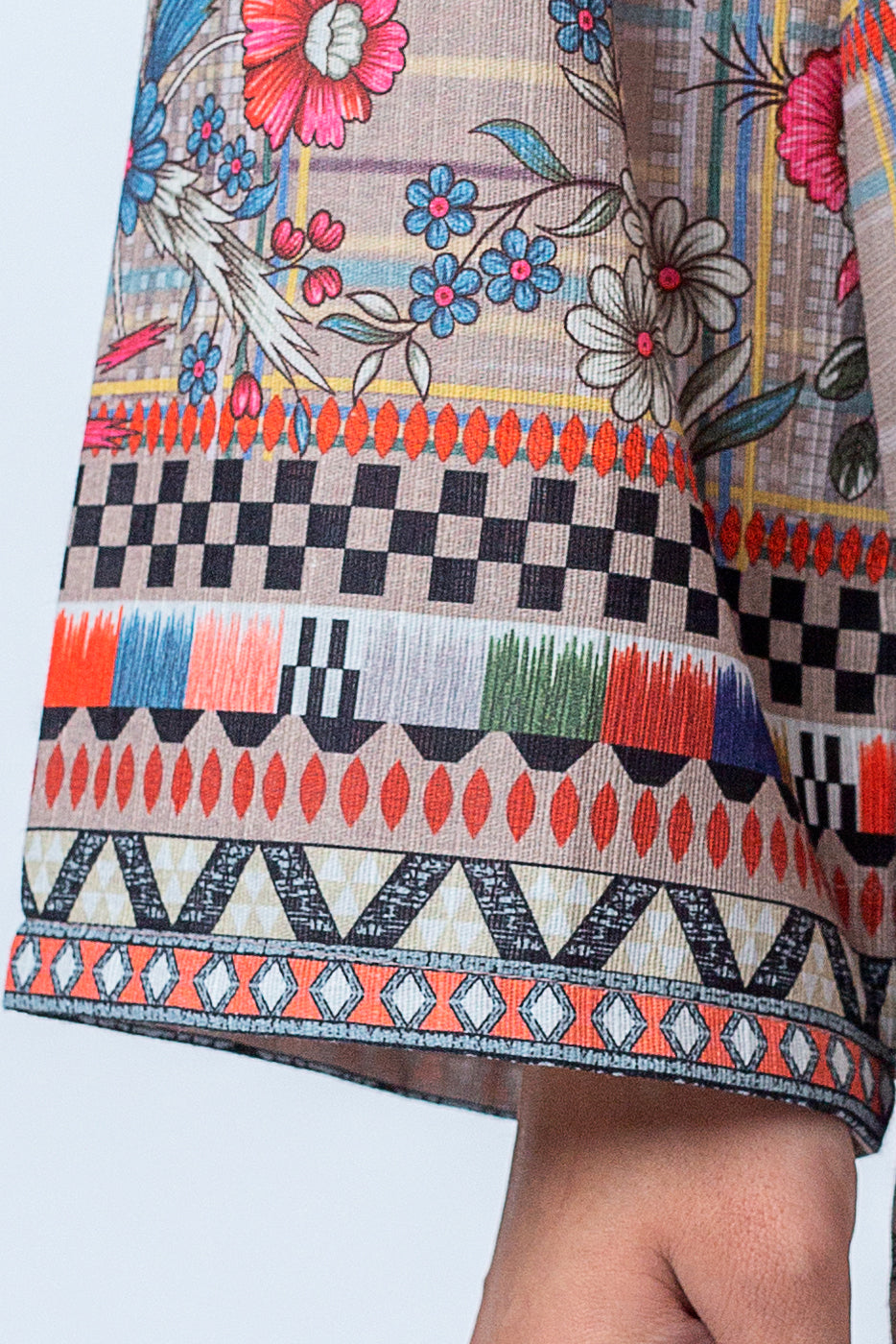 Beechtree - 1 PIECE - PRINTED KHADDAR SHIRT - FEATHER GRAY (UNSTITCHED)