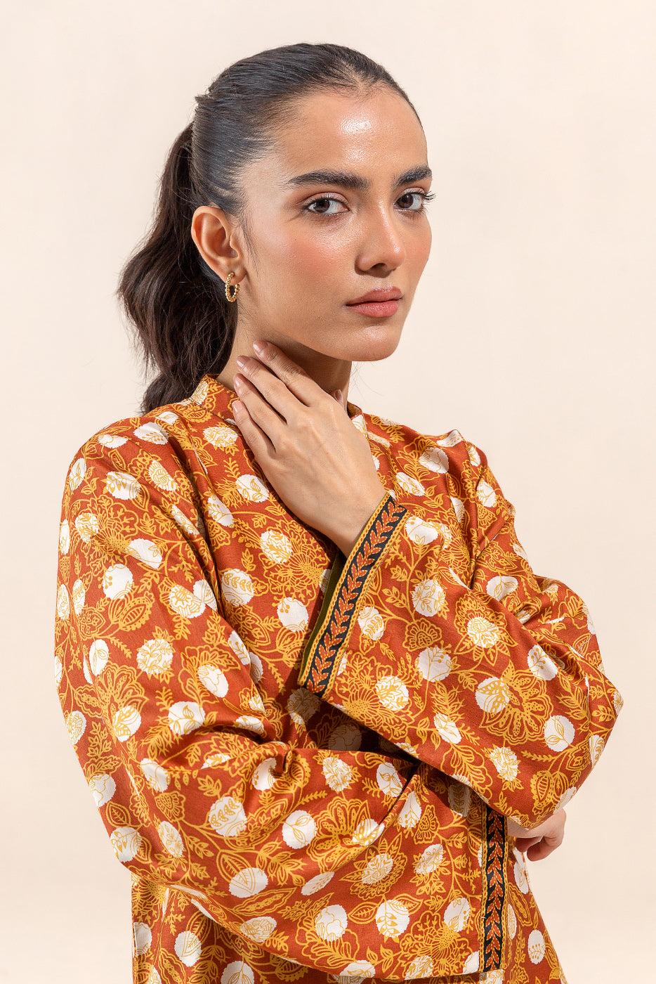 Beechtree - 2 PIECE - PRINTED COTTON SATIN SUIT - NOSTALGIA OCHRE (UNSTITCHED)