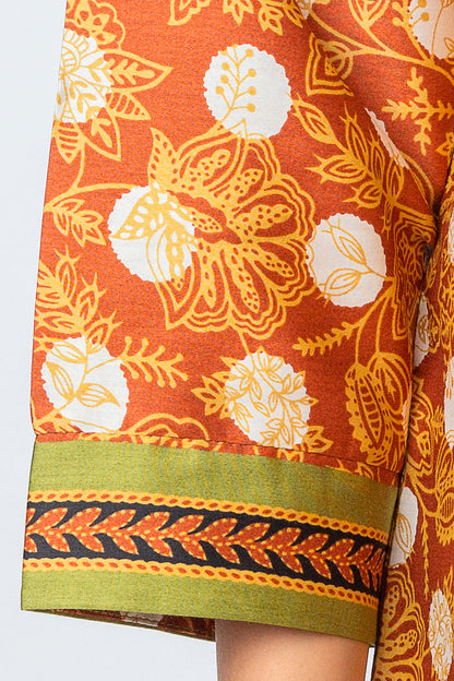 Beechtree - 2 PIECE - PRINTED COTTON SATIN SUIT - NOSTALGIA OCHRE (UNSTITCHED)