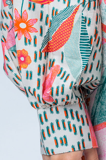 Beechtree - 2 PIECE - PRINTED COTTON SATIN SUIT - SPRING BUD (UNSTITCHED)