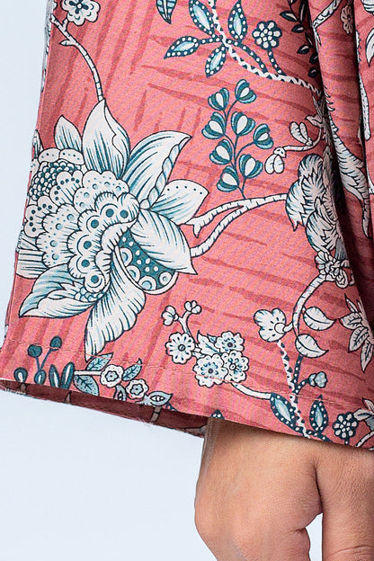 Beechtree - 2 PIECE - PRINTED COTTON SATIN SUIT - ROSETTE GARDEN (UNSTITCHED)