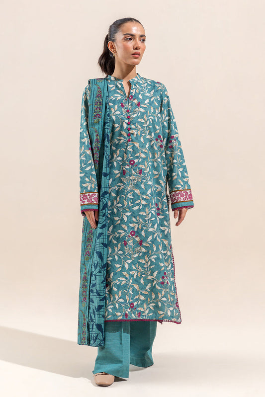 Beechtree - 2 PIECE - PRINTED KHADDAR SUIT - PORCELAIN GARDEN (UNSTITCHED)