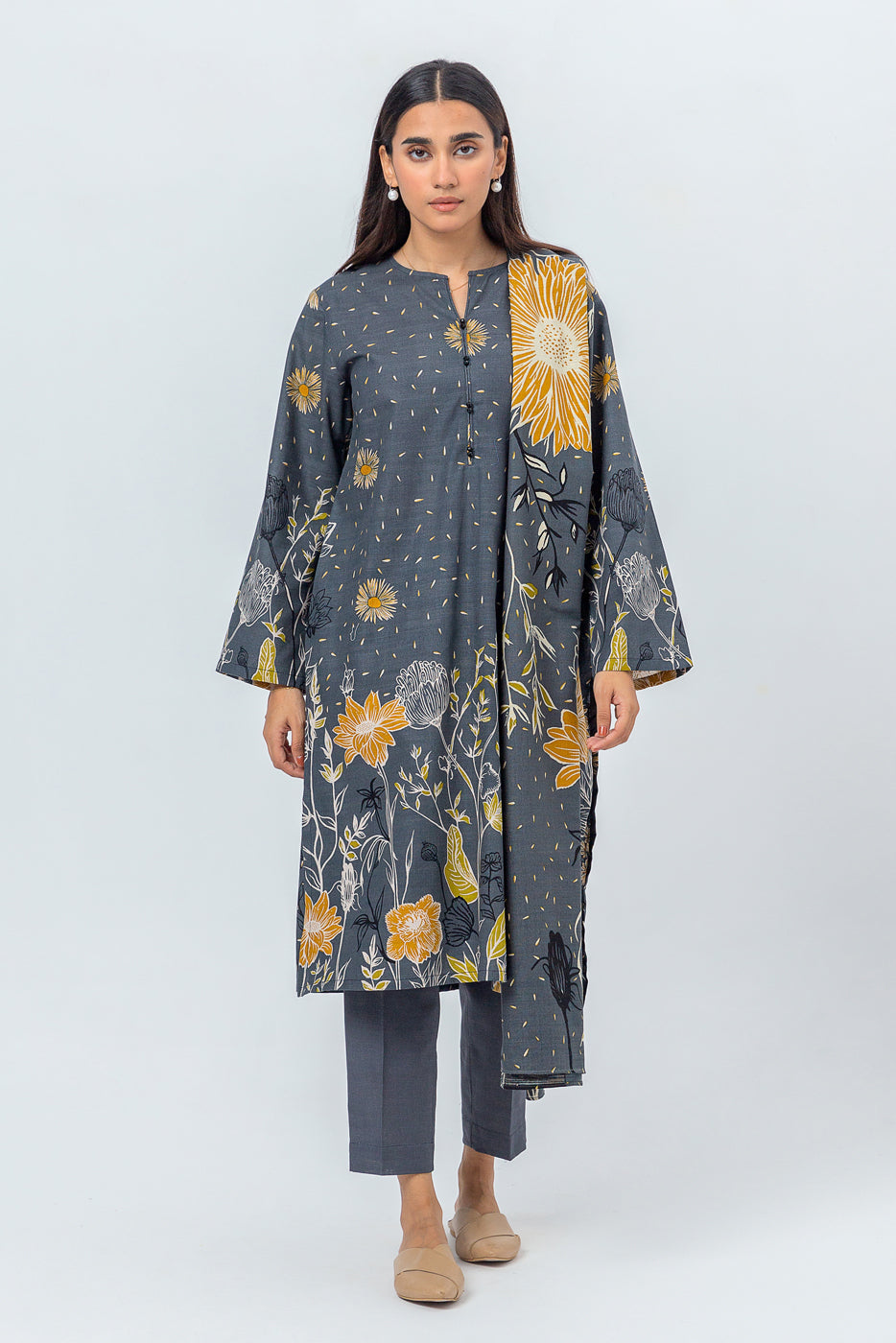 Beechtree - 3 PIECE - PRINTED KHADDAR SUIT - STARRY NIGHT (UNSTITCHED)