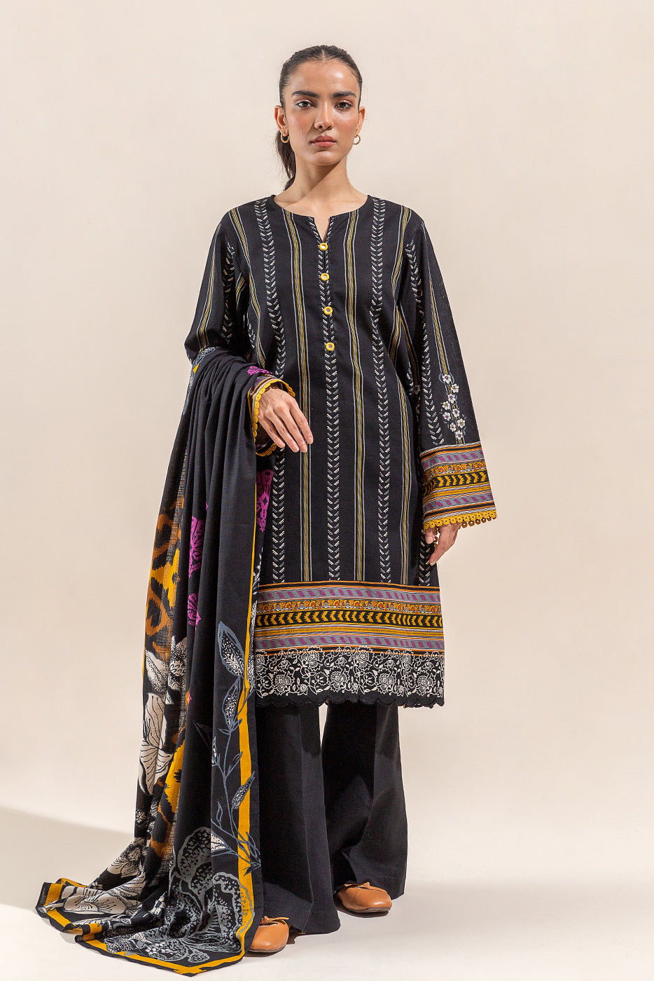 Beechtree - 3 PIECE - PRINTED KHADDAR SUIT - TWILIGHT CHARM (UNSTITCHED)