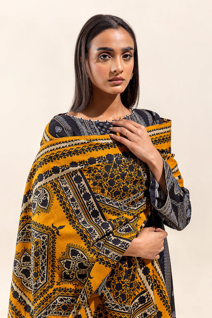 Beechtree - 3 PIECE - PRINTED KHADDAR SUIT - GLOOMY MYTH (UNSTITCHED)