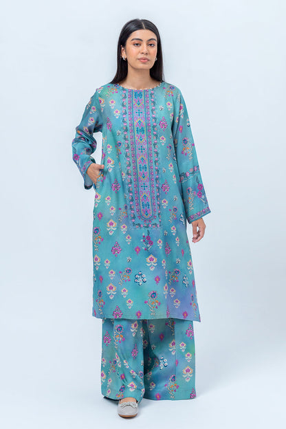 Beechtree - 2 PIECE - PRINTED LINEN SUIT - DUSTY TURQUOISE (UNSTITCHED)