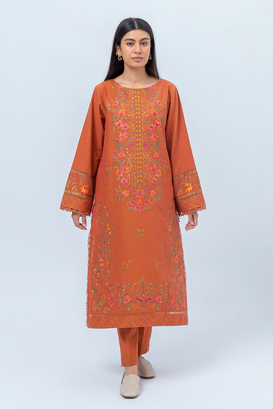 Beechtree - 2 PIECE - EMBROIDERED KHADDAR SUIT - AUTUMN MAPLE (UNSTITCHED)