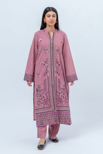 Beechtree - 2 PIECE - EMBROIDERED KHADDAR SUIT - DUSKY ORCHID (UNSTITCHED)
