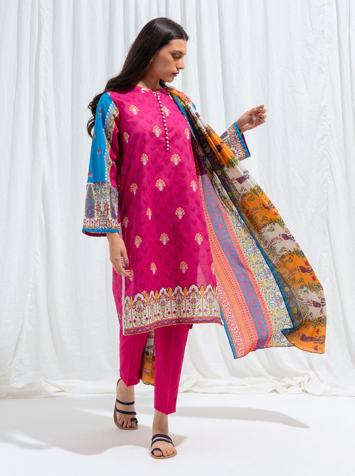 Beechtree - Fuchsia Decor-Printed-3P (UNSTITCHED)