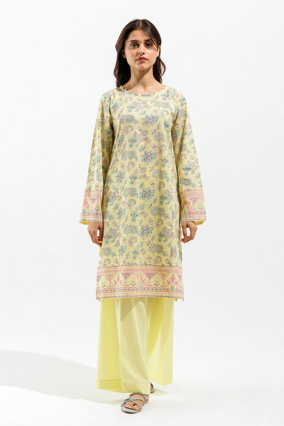 Beechtree - 2 PIECE - PRINTED LAWN SUIT - LIME JACOBEAN (UNSTITCHED)