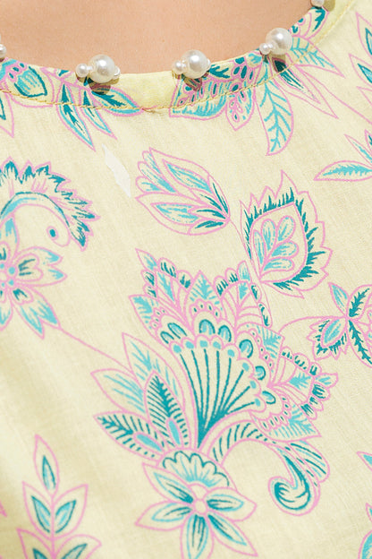 Beechtree - 2 PIECE - PRINTED LAWN SUIT - LIME JACOBEAN (UNSTITCHED)