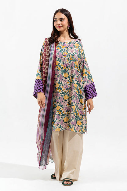 Beechtree - 3 PIECE - PRINTED LAWN SUIT - LILAC FLORA (UNSTITCHED)