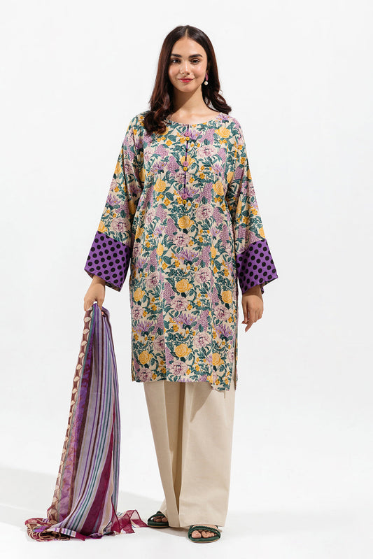 Beechtree - 3 PIECE - PRINTED LAWN SUIT - LILAC FLORA (UNSTITCHED)