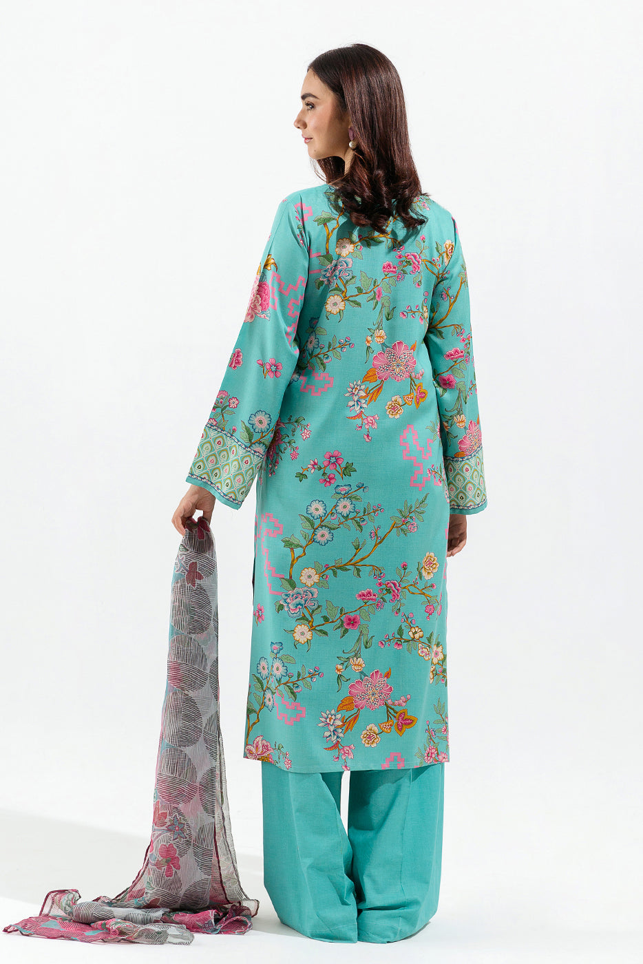 Beechtree - 3 PIECE - PRINTED VISCOSE SUIT - TURQOISE CHARM (UNSTITCHED)