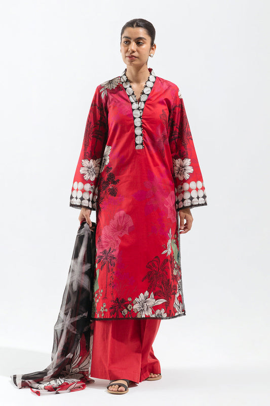 Beechtree - 3 PIECE - PRINTED LAWN SUIT - SCARLET BOUQUET