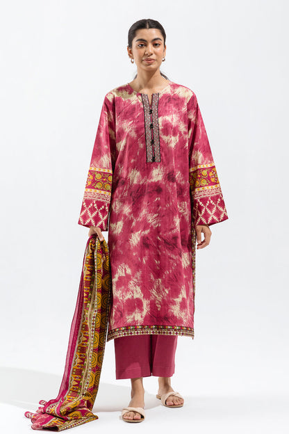 Beechtree - 3 PIECE - EMBROIDERED LAWN SUIT - MAGENTA HUES (UNSTITCHED)