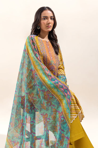 Beechtree - 3 PIECE - EMBROIDERED LAWN SUIT - VIVID MUSTARD
