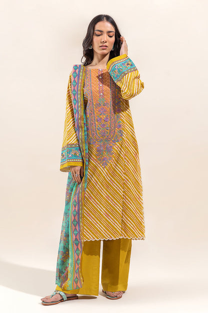 Beechtree - 3 PIECE - EMBROIDERED LAWN SUIT - VIVID MUSTARD
