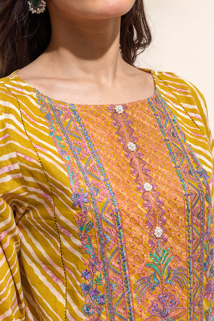 Beechtree - 3 PIECE - EMBROIDERED LAWN SUIT - VIVID MUSTARD