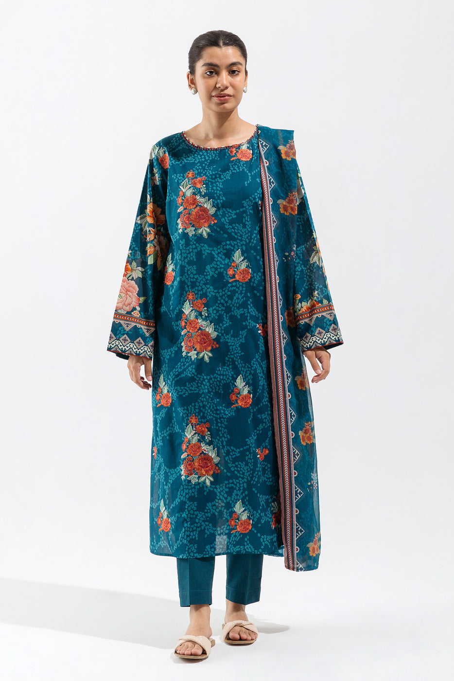 Beechtree - 3 PIECE - EMBROIDERED LAWN SUIT - AZURE BLISS