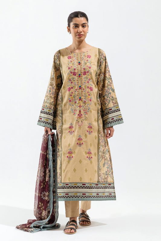 Beechtree - 3 PIECE - EMBROIDERED LAWN SUIT - FAWN BLUSH