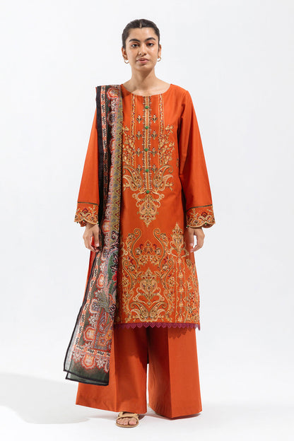 Beechtree - 3 PIECE - EMBROIDERED MULTI NAPS SUIT - TANGERINE SAGE (UNSTITCHED)