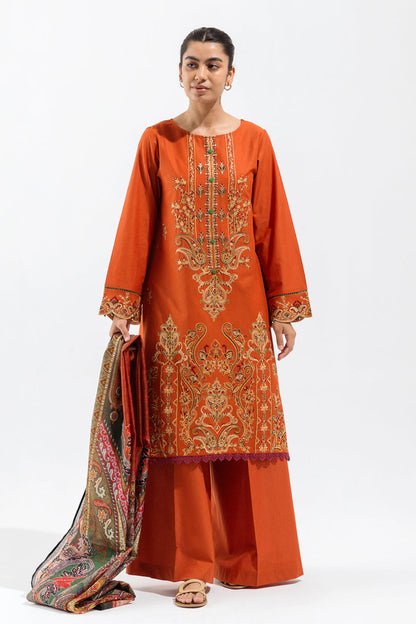 Beechtree - 3 PIECE - EMBROIDERED MULTI NAPS SUIT - TANGERINE SAGE (UNSTITCHED)