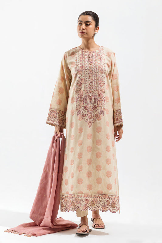 Beechtree - 3 PIECE - EMBROIDERED JACQUARD SUIT - ROSY ORCHID (UNSTITCHED)