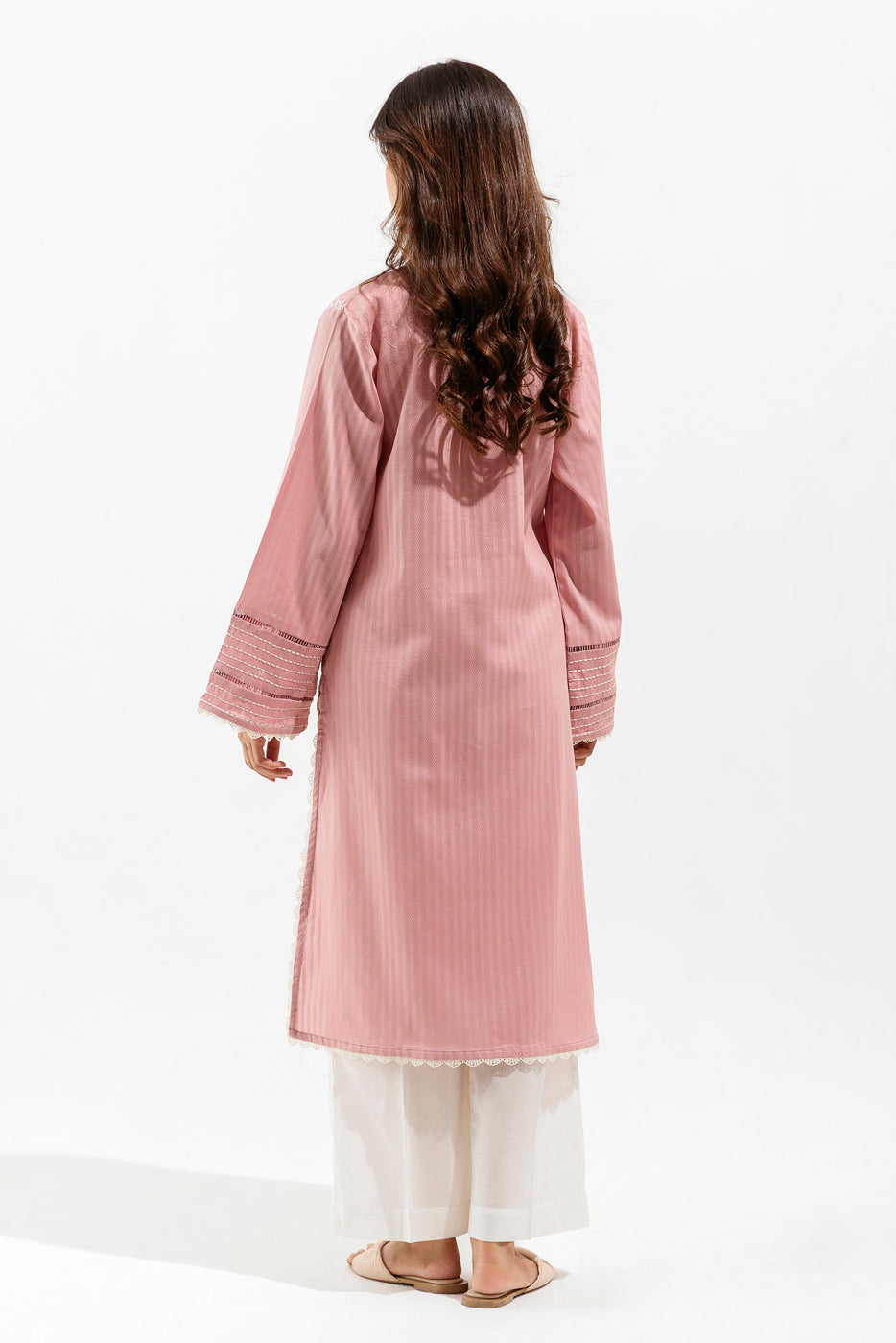 Beechtree - 1 PIECE - EMBROIDERED LENO KARRA SHIRT - SALMON STITCH