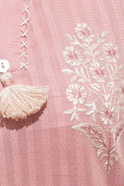 Beechtree - 1 PIECE - EMBROIDERED LENO KARRA SHIRT - SALMON STITCH